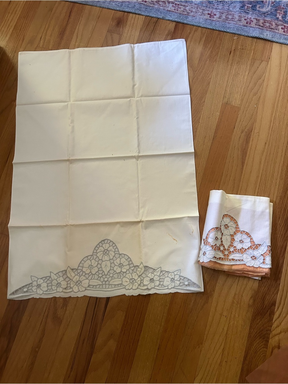 Vintage set of 2 white embroidered pillowcases